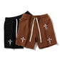 Men's Embroidered Cross Casual Shorts