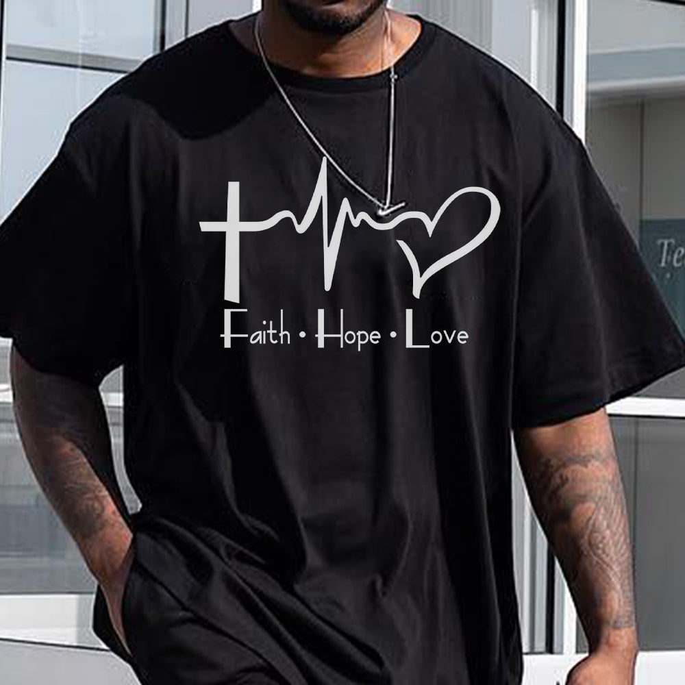 Men's Faith Cross Printed Short-sleeve T-Shirts