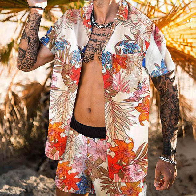 Botanical Print Hawaii Vacation Beach Suit