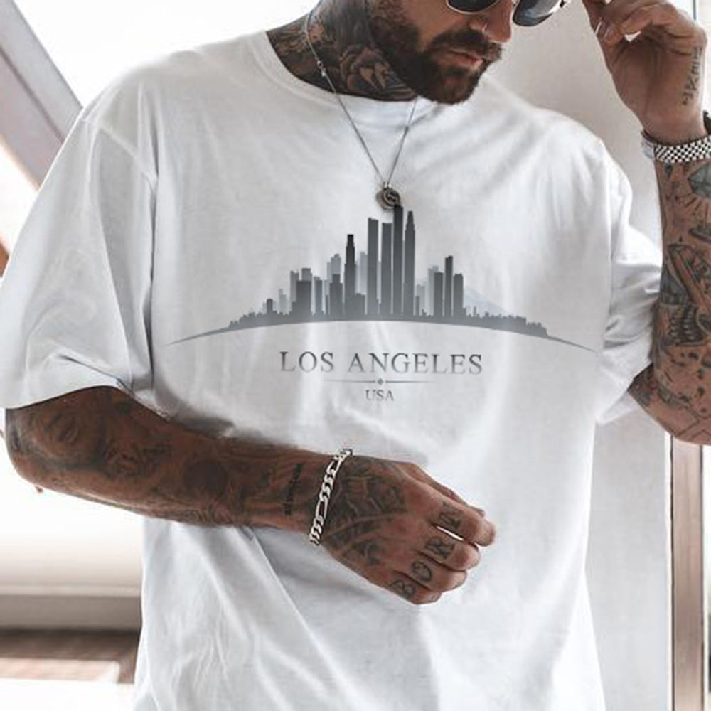 LA Letter Graphic Print Casual Men's T-Shirt