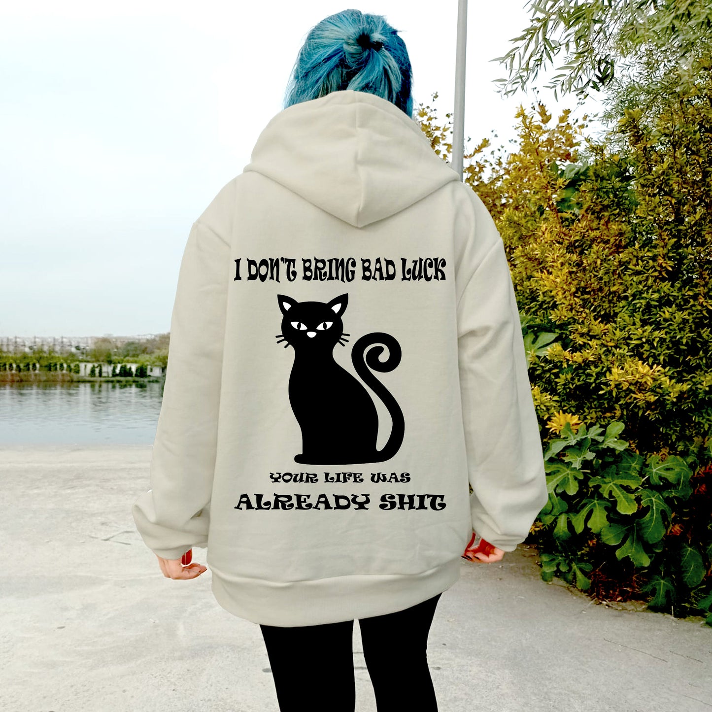 Alphabet Cat Graphic Women's Hoodie Sweatshirt