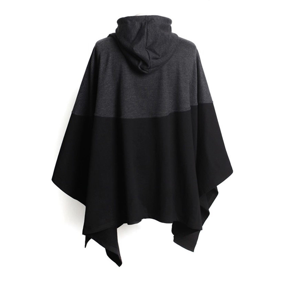 Plain Hooded Sweatshirt Men's Cape Jacket Cape