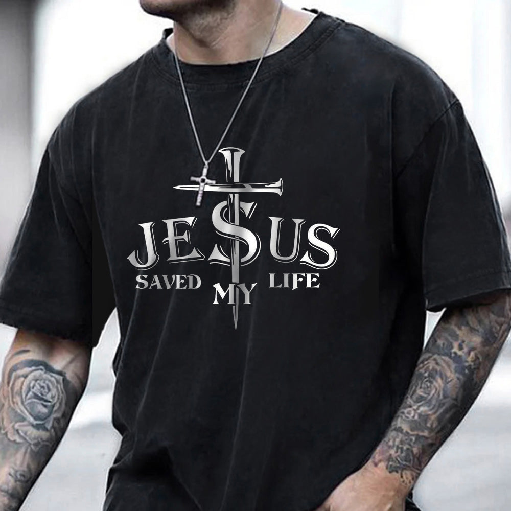 Jesus Save My Life Men's Streetwear  T-Shirt