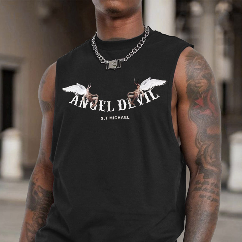 Angel Graphic Print Casual Loose Men's Tank Top