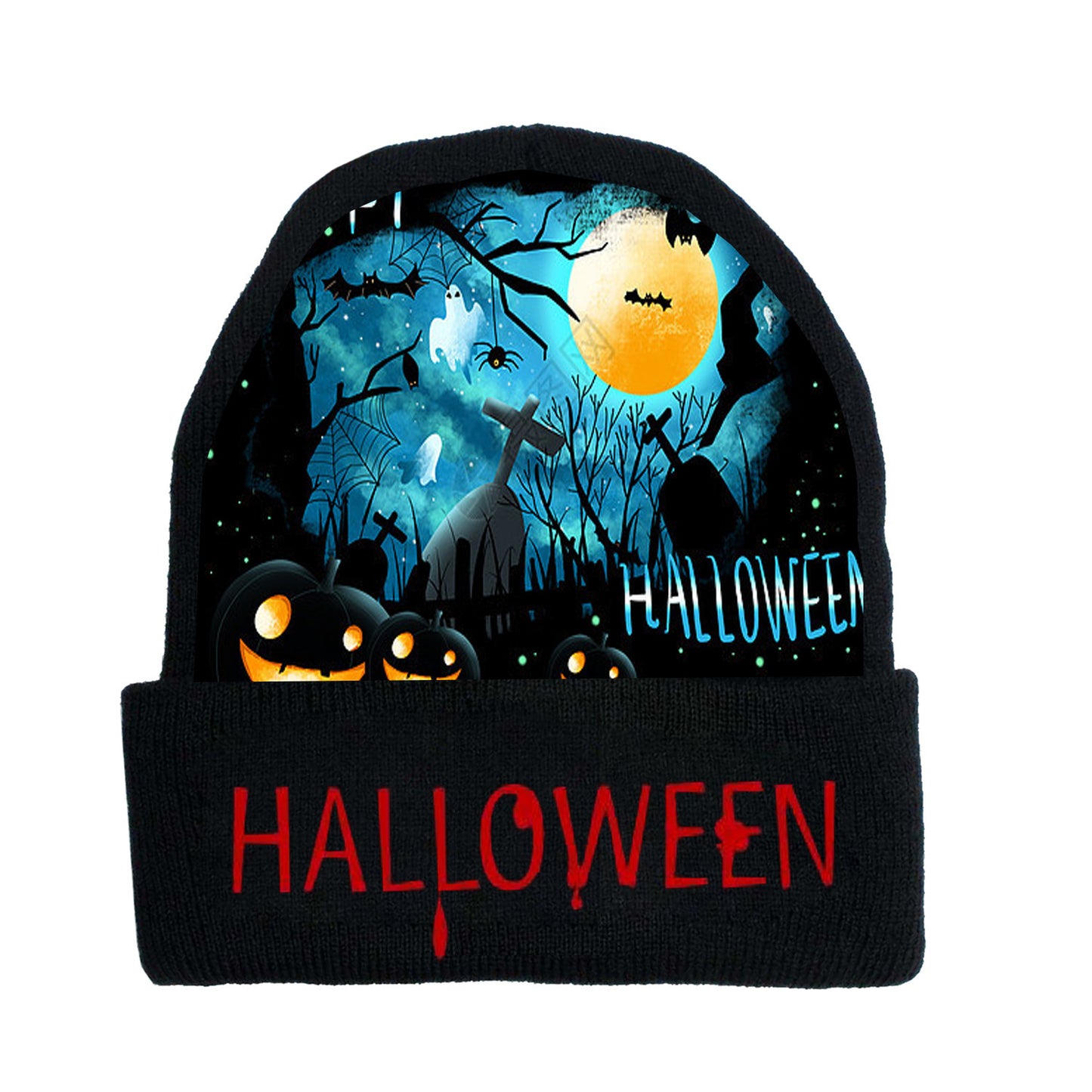 Halloween creative graphic print knitted hat