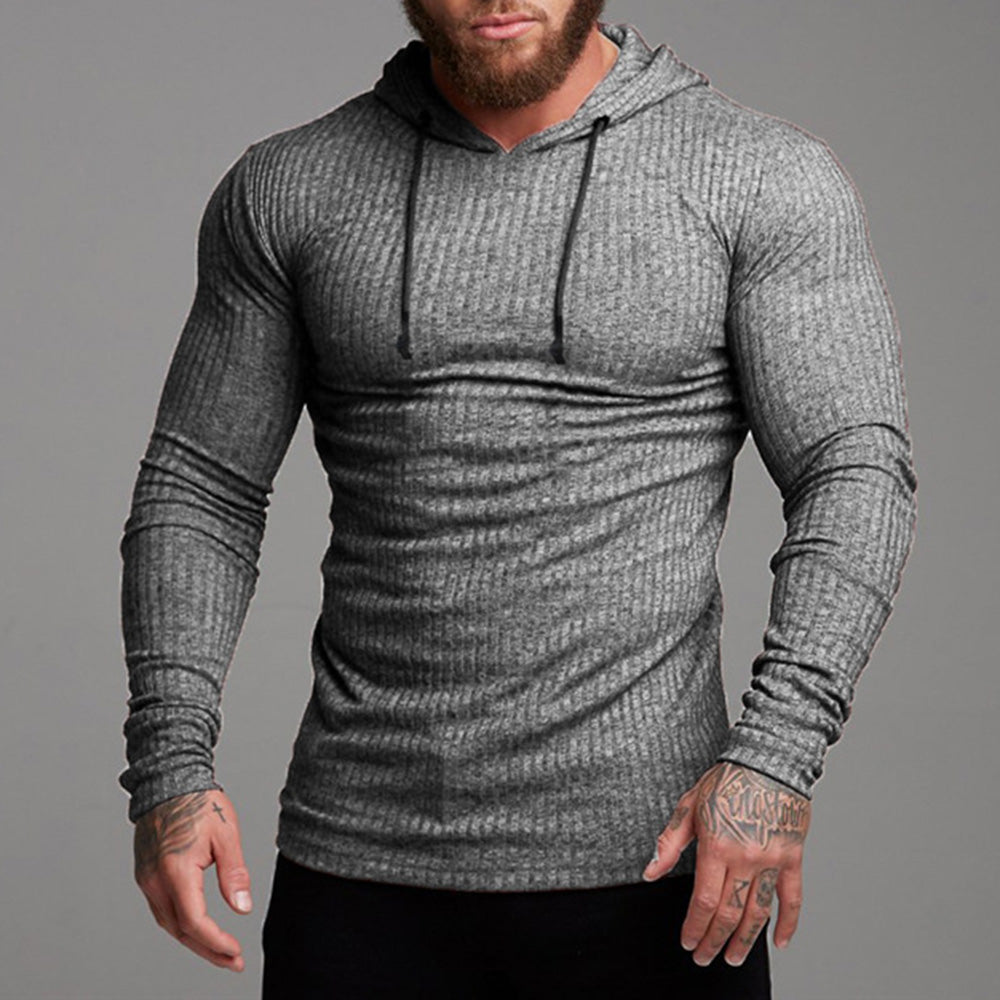 Plain Hooded Sports Men's Long Sleeve T-Shirt