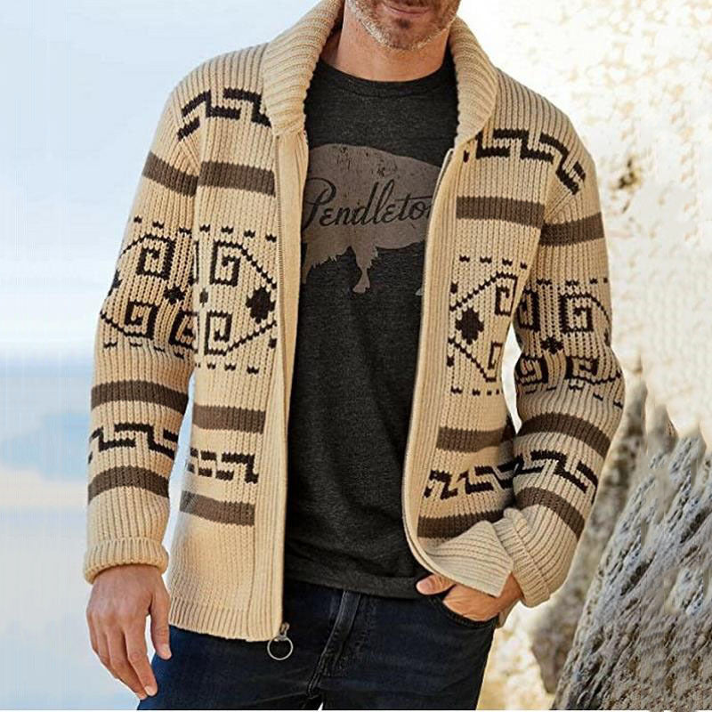 Men's Vintage Ethnic Lapel Collar Knitwear Jacket