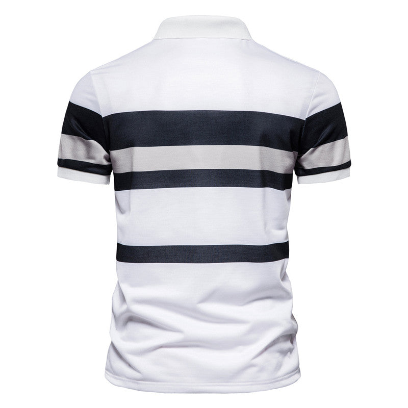 Clearance- Men's Stripe Printe Polo Shirt