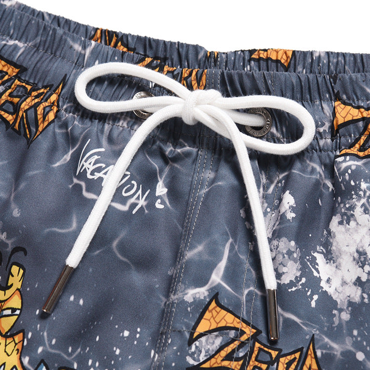 Men's beach pants loose casual cartoon printed shorts