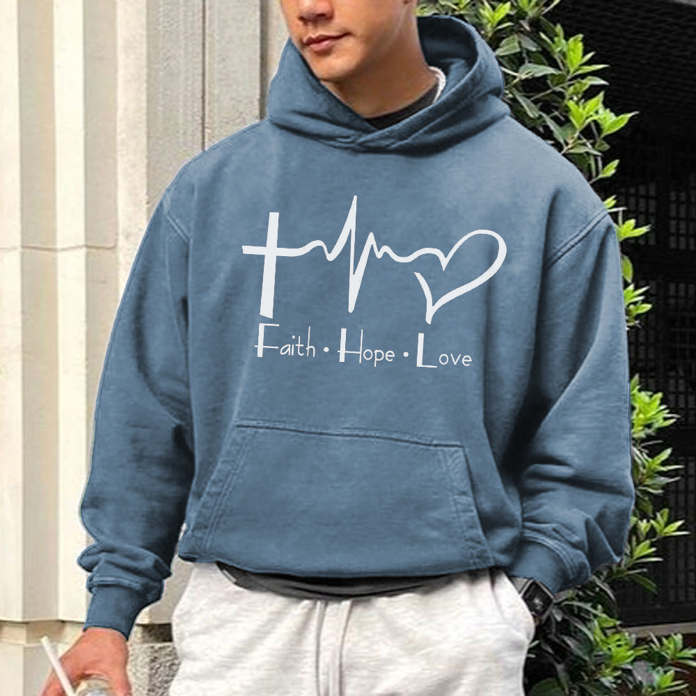 Faith Hope Love Men's Stylish Loose Fit Hoodies