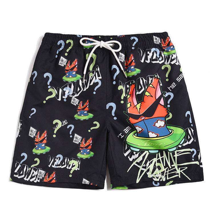 Men's beach pants loose casual cartoon printed shorts