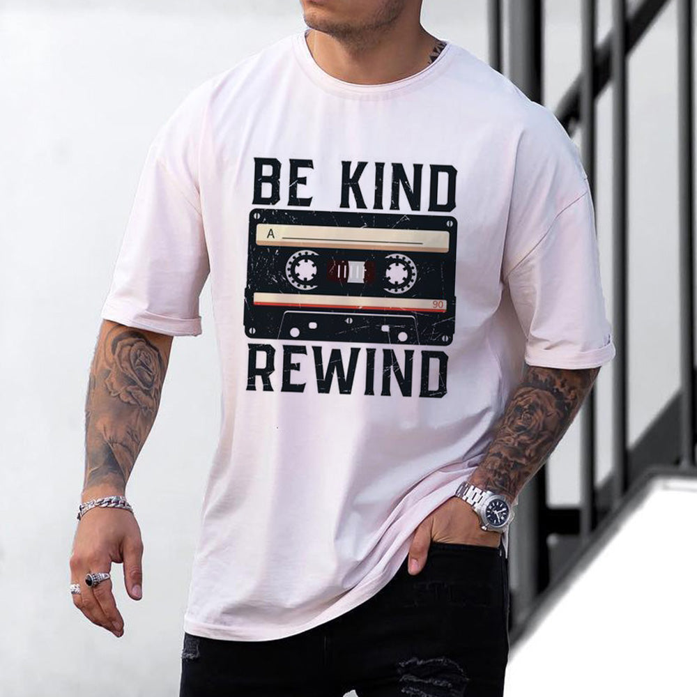 Be Kind Rewind Vintage Print Crew Neck Casual Men's T-Shirt