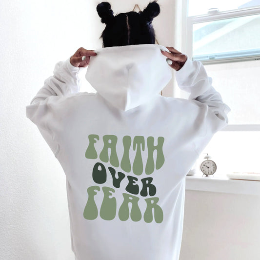 Faith Over Fear Women's Cute Fleeced Hoodie