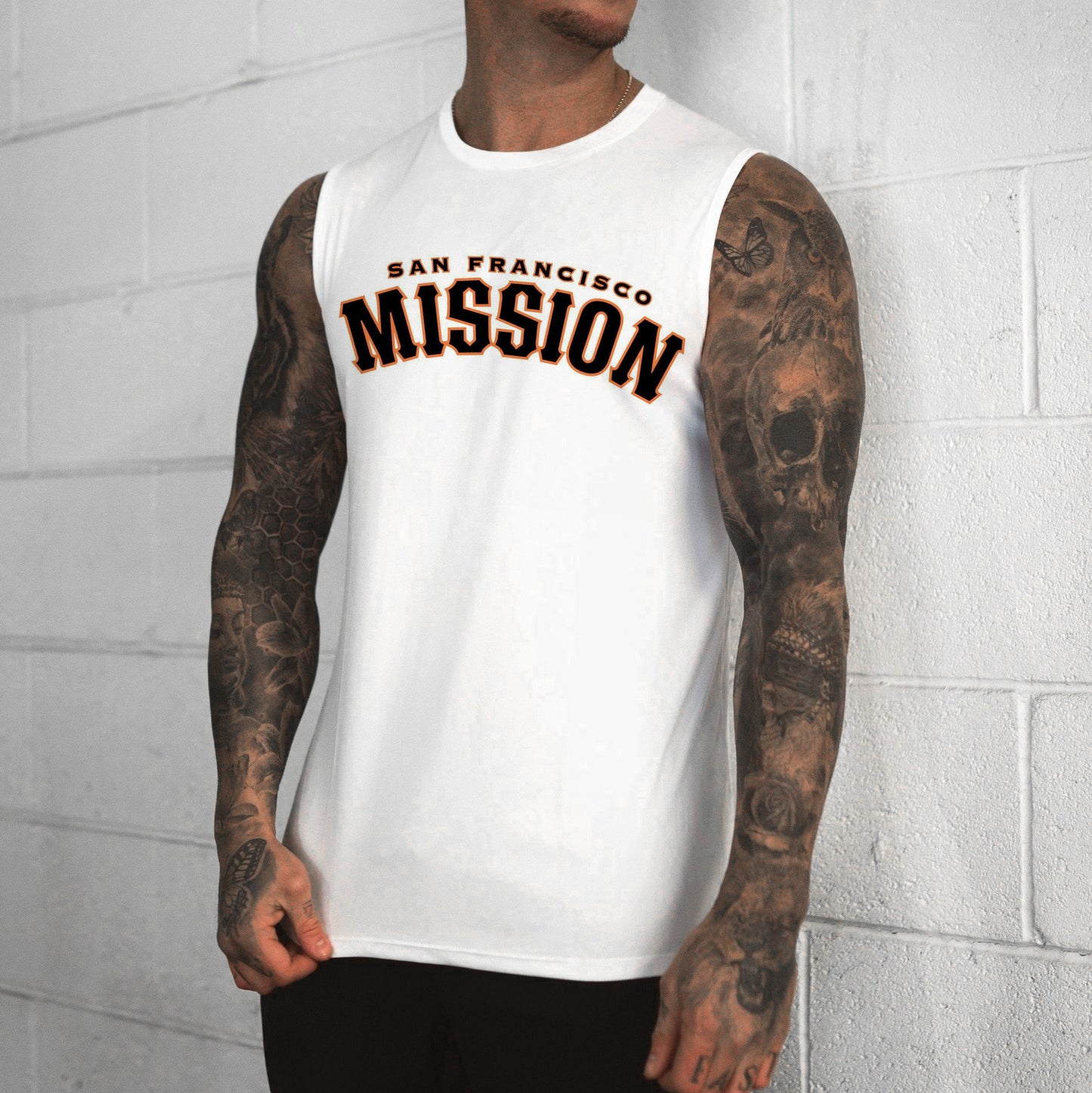 MISSION Letter Graphic Print Casual Men's Tank Top