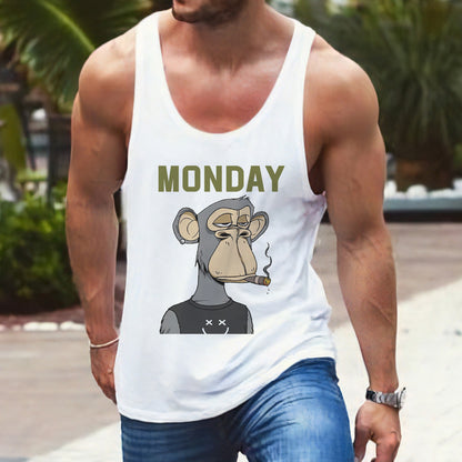 Monday Alphabet Graphic Print Men's Tank Top