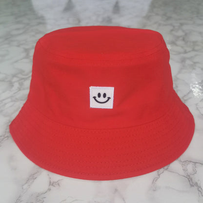 Embroidered Smiley Contrast Casual Bucket Hat