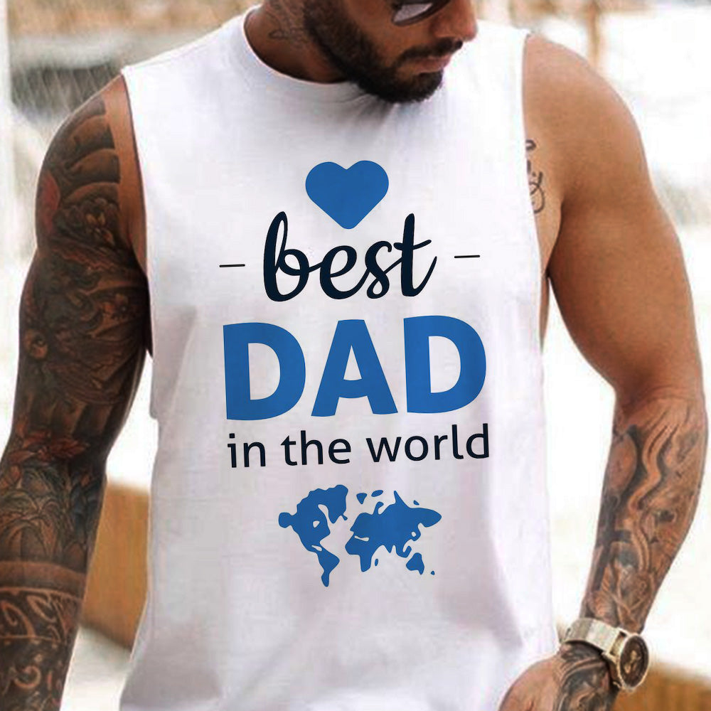 Best Dad Letter Graphic Print Father's Day Casual Men's Tank Top