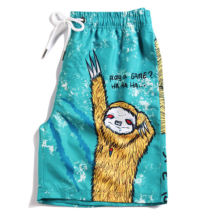 Men's beach pants loose casual cartoon printed shorts