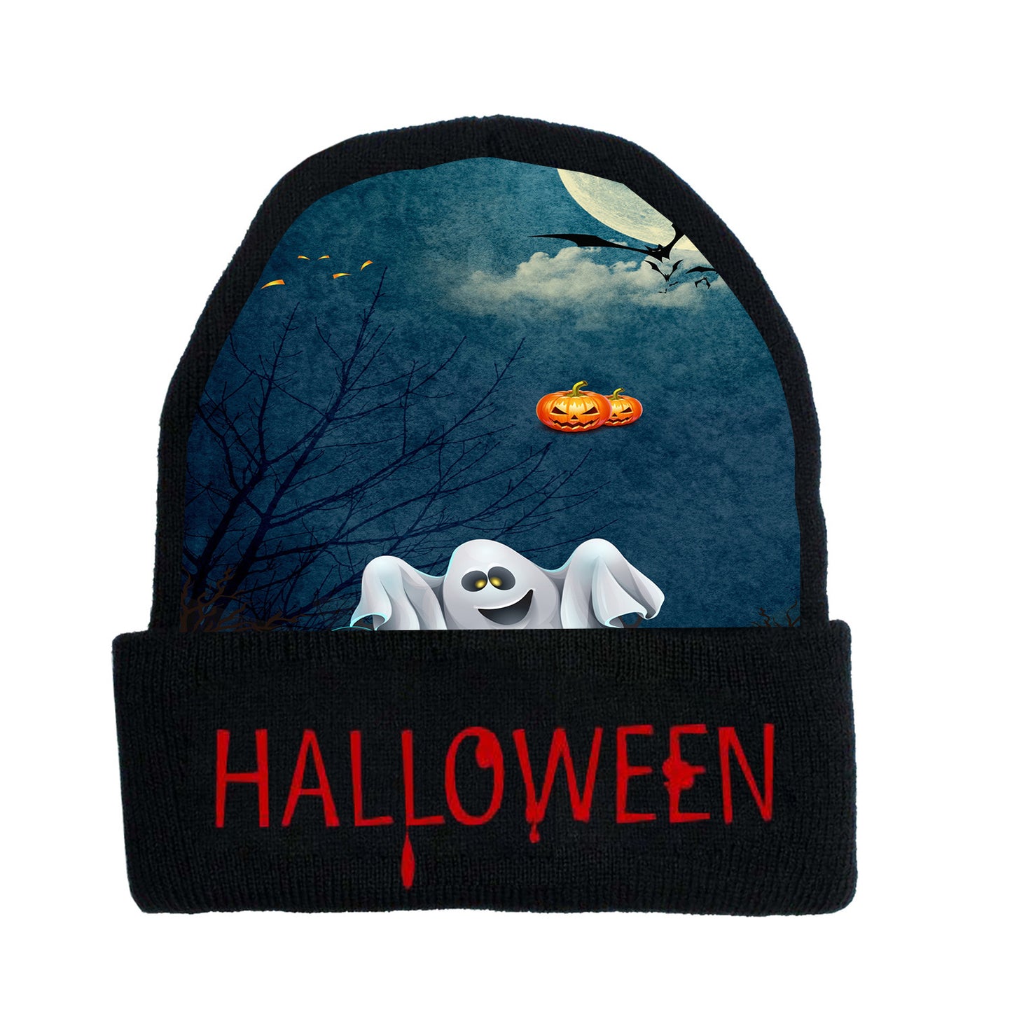 Halloween creative graphic print knitted hat