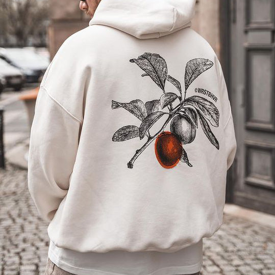 Botanical Graphic Print Men's Oversize Hoodie