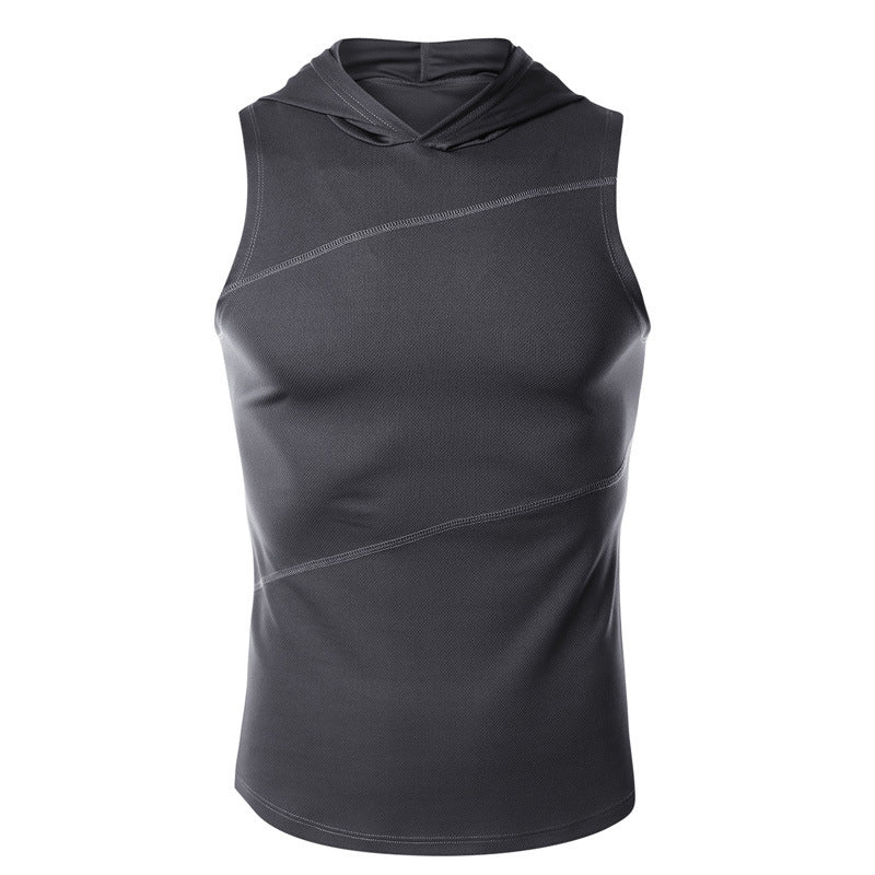 Hooded sleeveless sports fitness vest