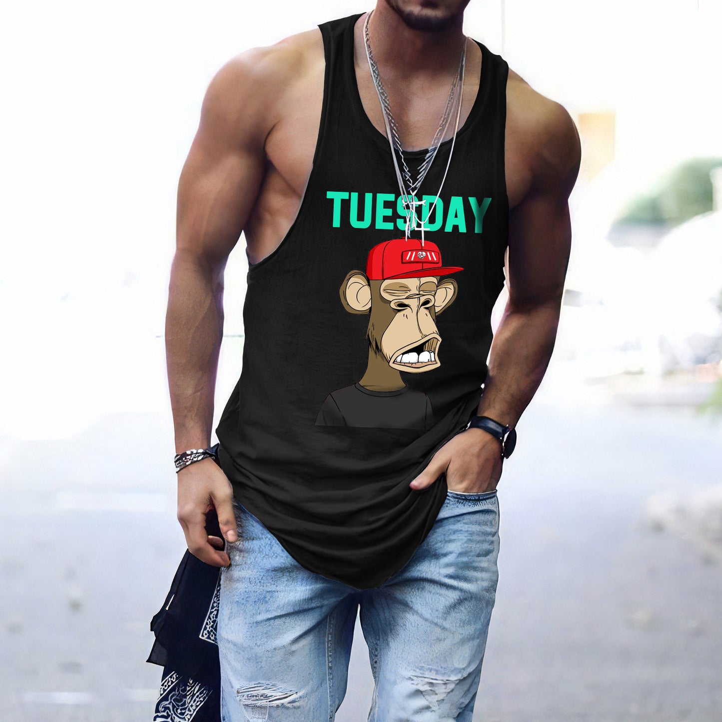 Tuesday Alphabet Graphic Print Men's Tank Top