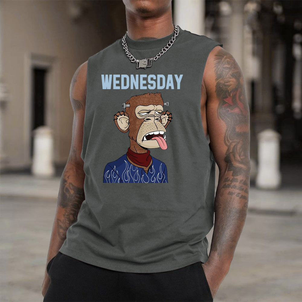 Wednesday Alphabet Graphic Print Men's Tank Top