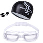 Swimming goggles, Swimming Cap, Nose Clip, Earplugs, Four-piece Set