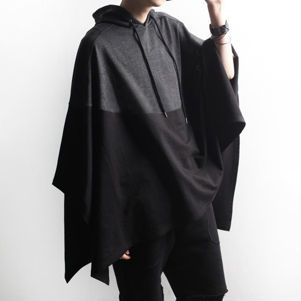 Plain Hooded Sweatshirt Men's Cape Jacket Cape