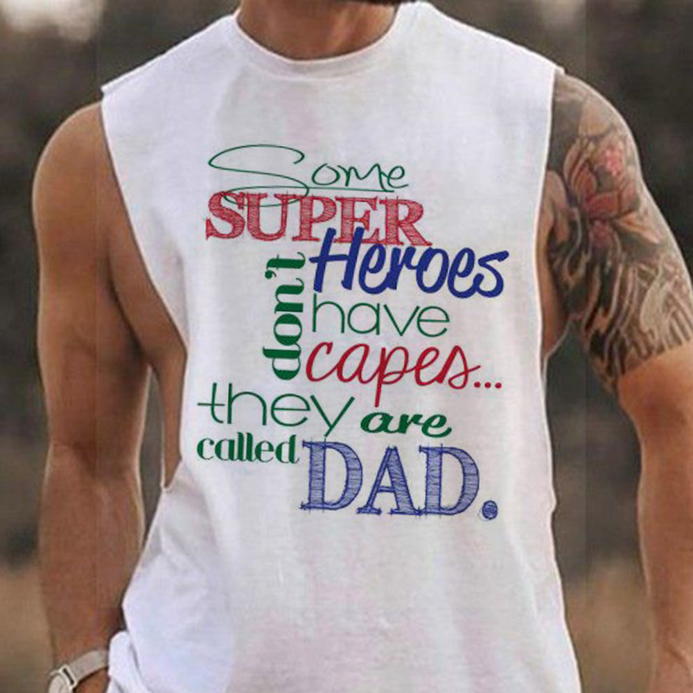 Crew Neck Letter Graphic Print Father's Day Casual Men's Tank Top