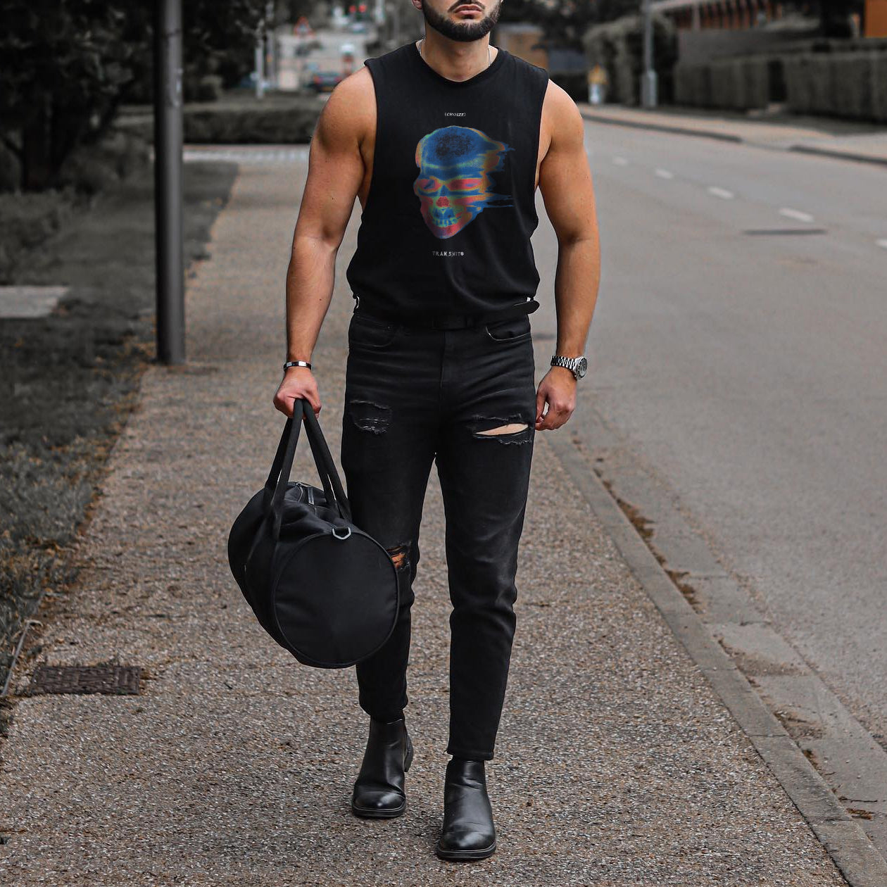 Skull Graphic Print Casual Men's Tank Top