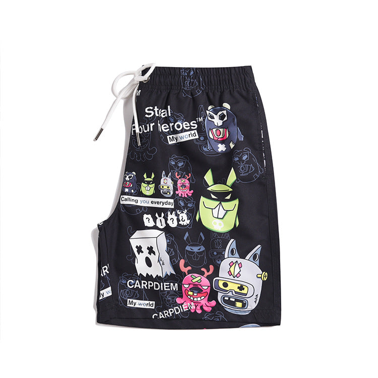 Men's beach pants loose casual cartoon printed shorts