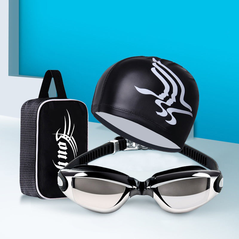 Five-piece Set Of Swimming goggles, Swimming Cap, Nose Clip, Earplugs,And Swimming Bag