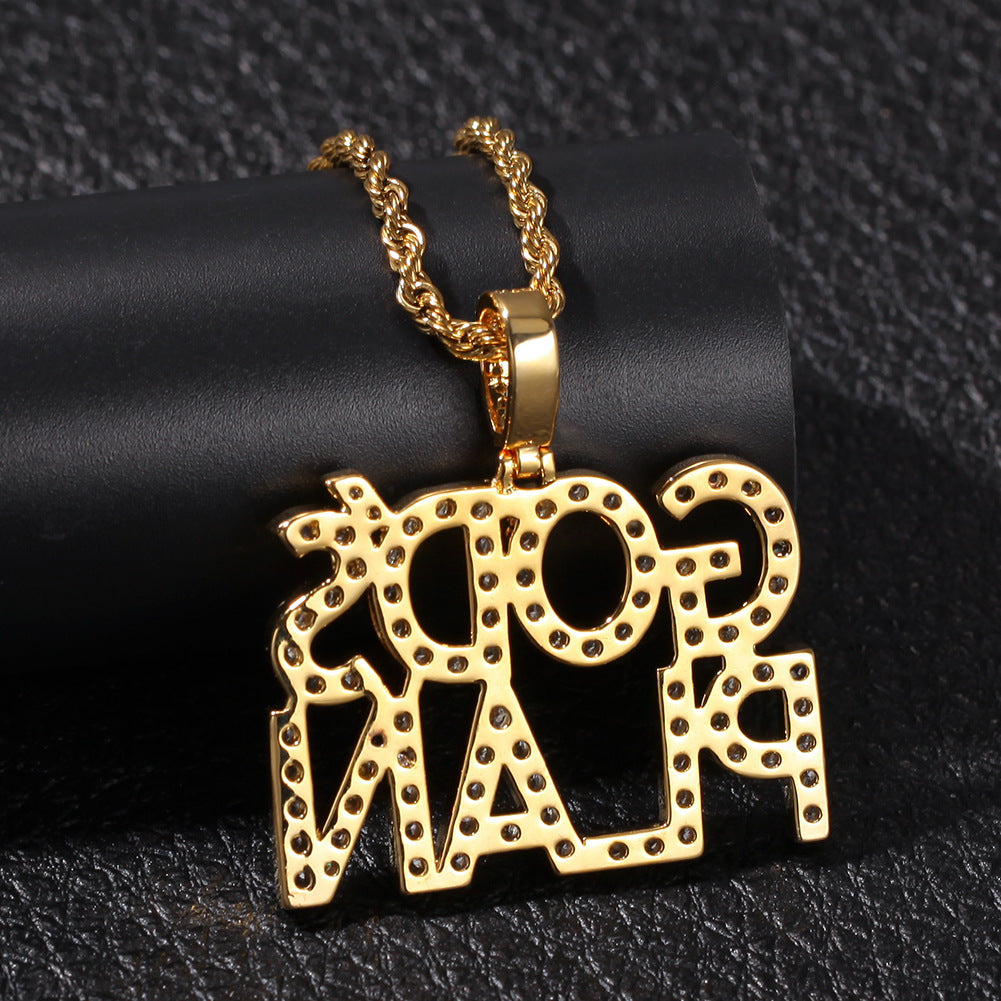 Hip Hop Zircon Alphabet Pendant GodsPlan Men's Necklace