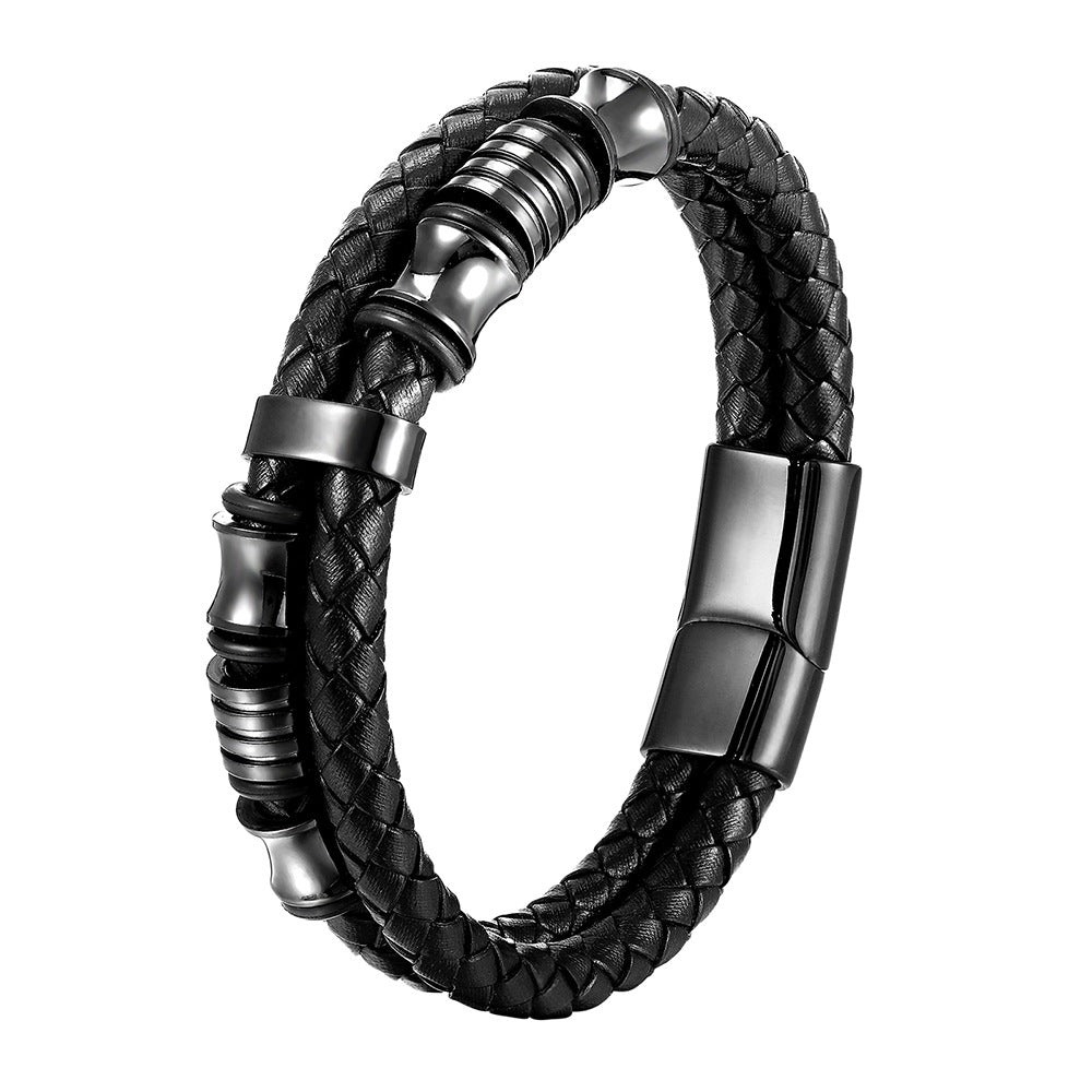 Men's Braided Black Leather Rope Bracelet