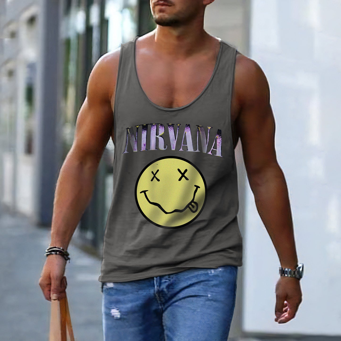 Alphabet Graphic Print Crew Neck Casual Basic Tank Top