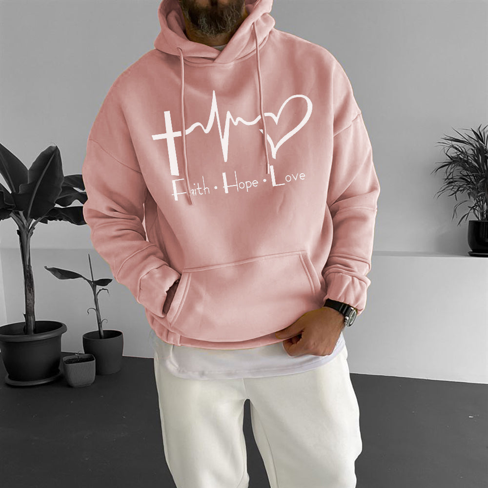 Faith Hope Love Men's Stylish Loose Fit Hoodies