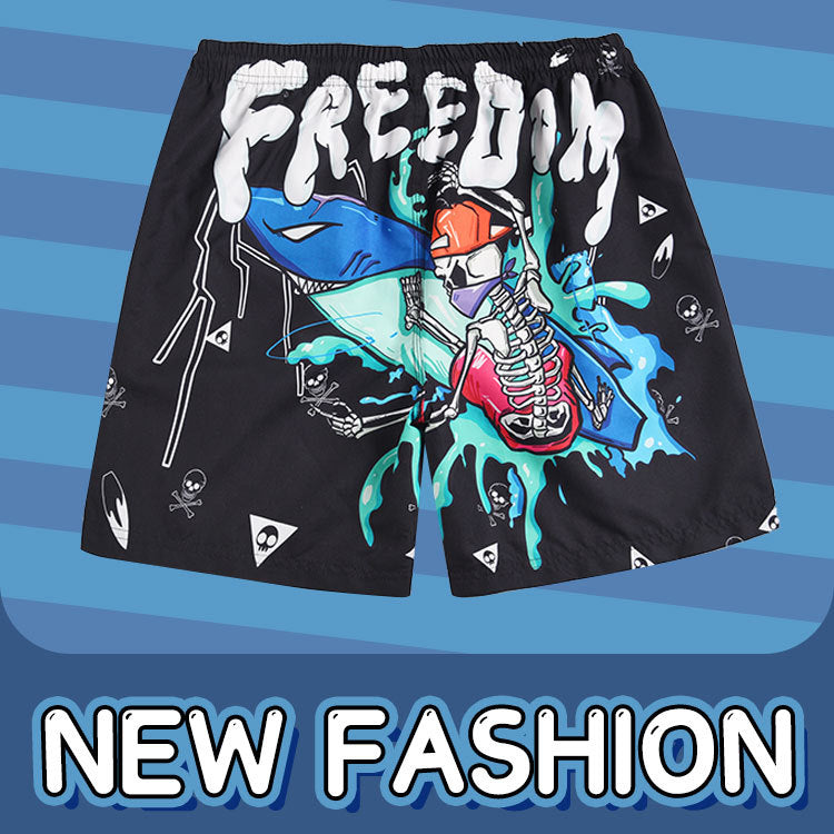 Men's beach pants loose casual cartoon printed shorts