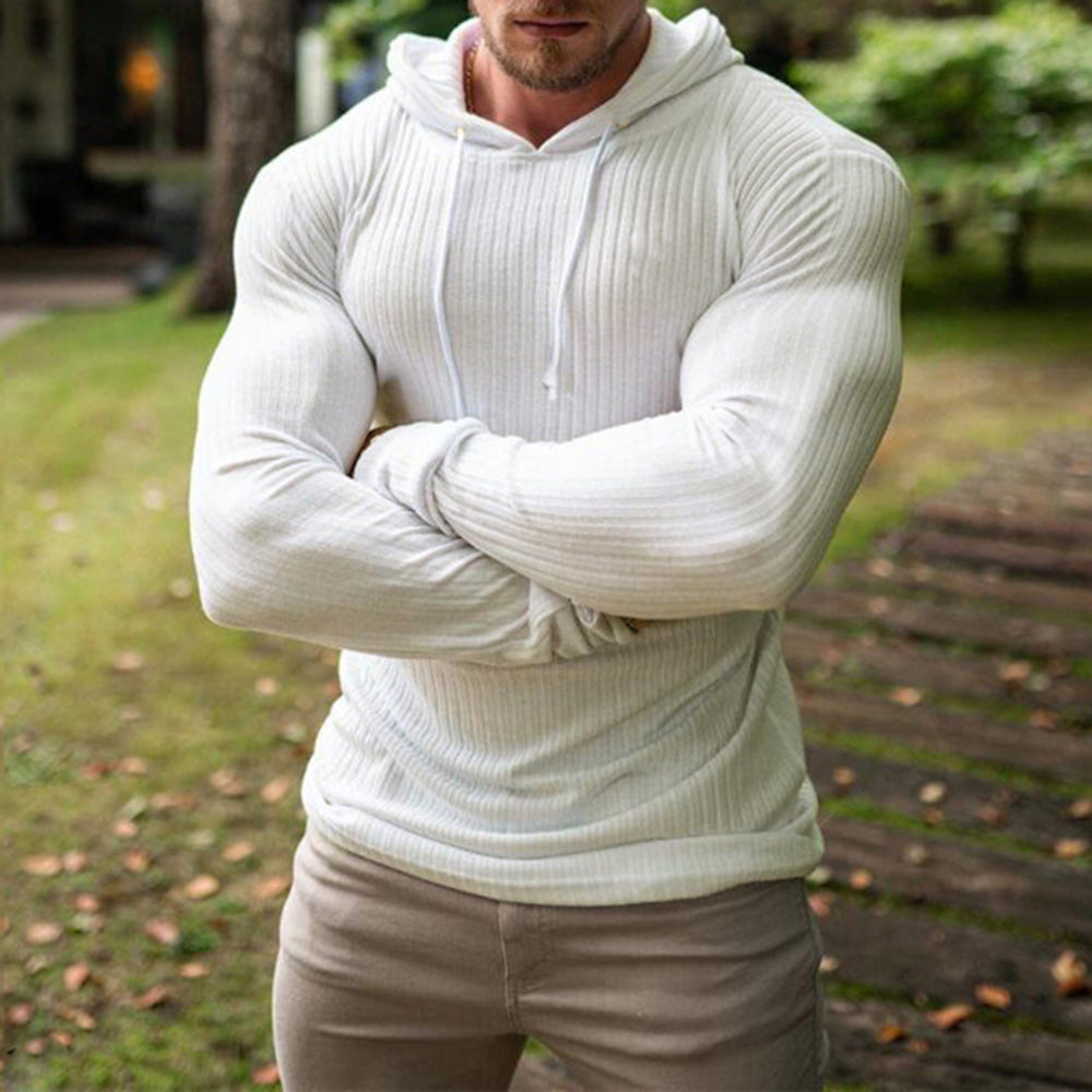 Plain Hooded Sports Men's Long Sleeve T-Shirt