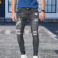 Wool Ripped Patch Denim Pants