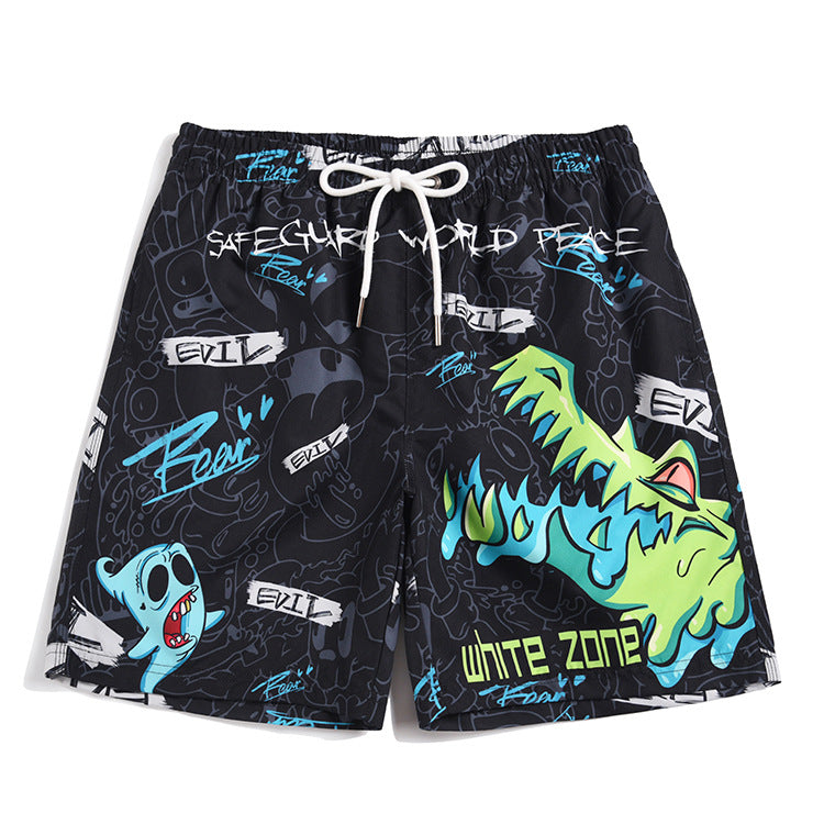 Men's beach pants loose casual cartoon printed shorts