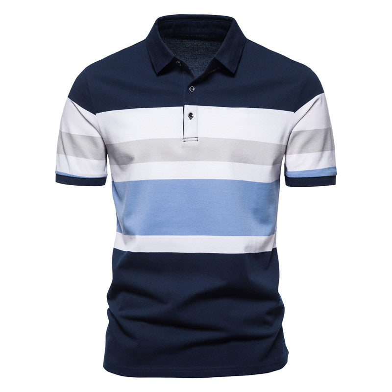 Clearance- Men's Stripe Printe Polo Shirt