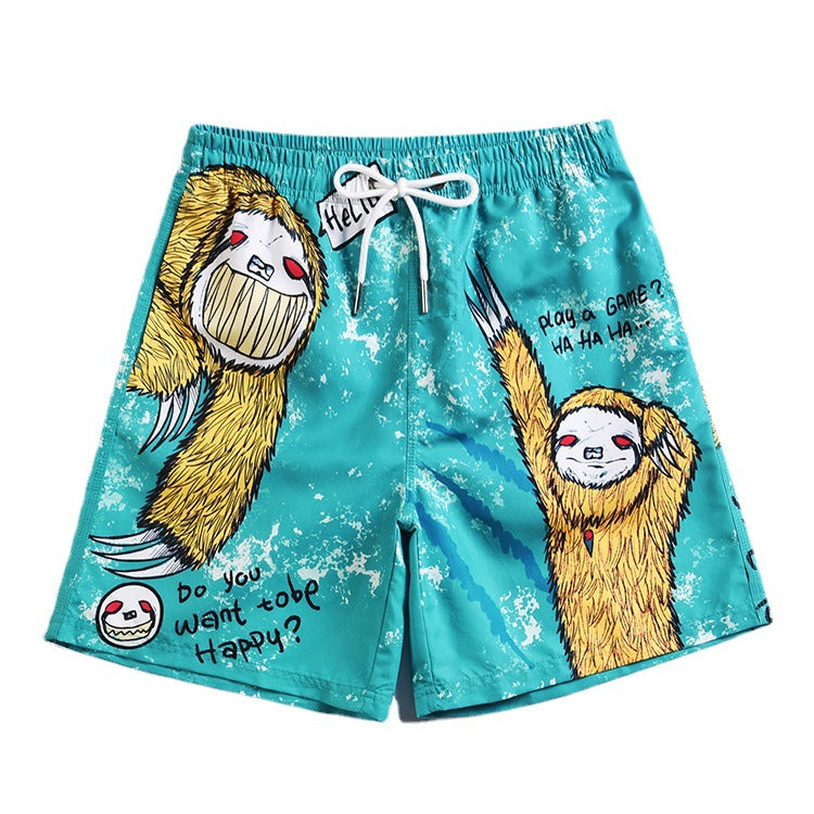 Men's beach pants loose casual cartoon printed shorts