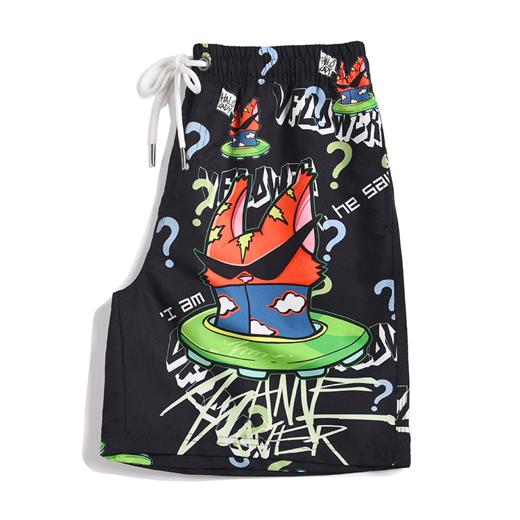 Men's beach pants loose casual cartoon printed shorts