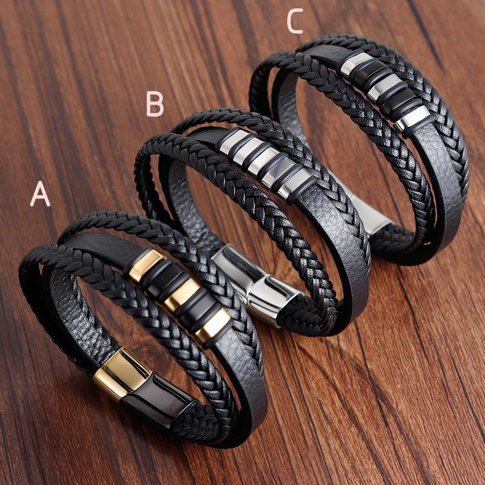 Men's braided leather cord bracelet