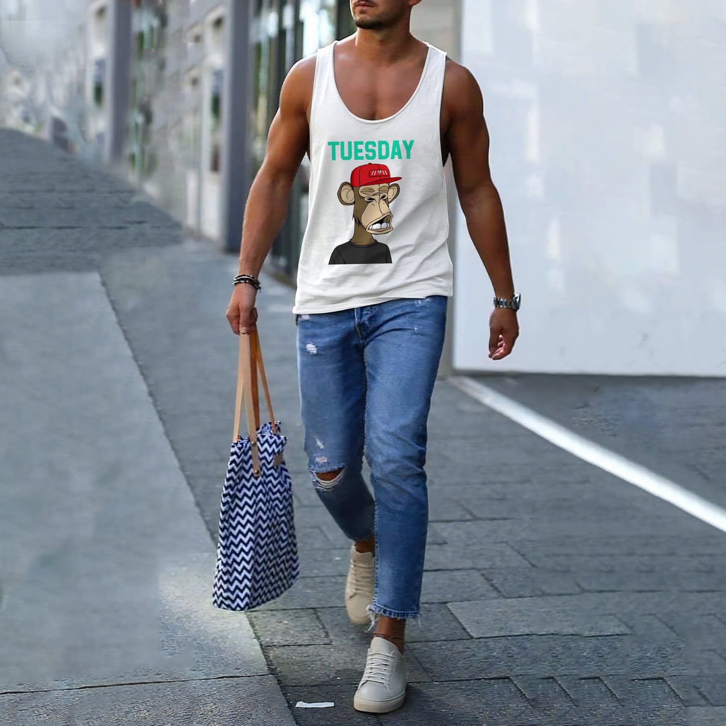 Tuesday Alphabet Graphic Print Men's Tank Top