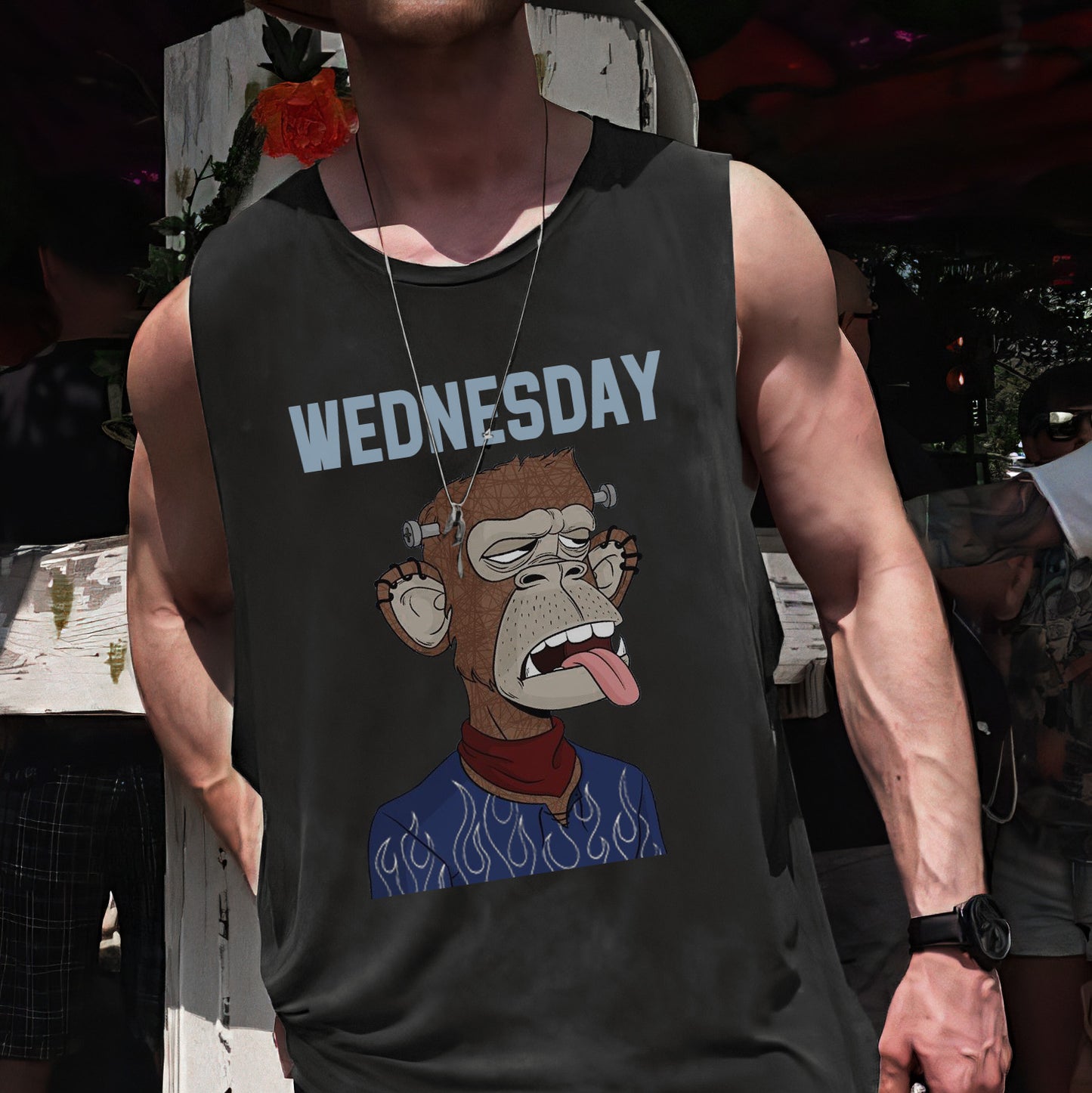 Wednesday Alphabet Graphic Print Men's Tank Top