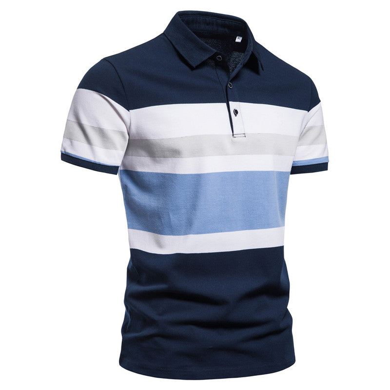 Clearance- Men's Stripe Printe Polo Shirt