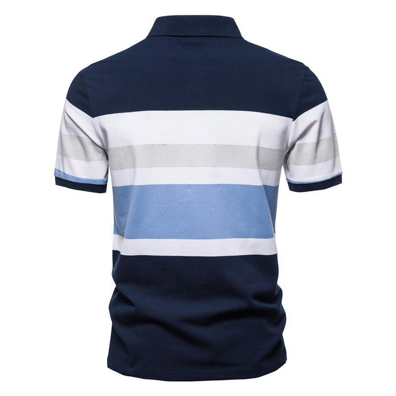 Clearance- Men's Stripe Printe Polo Shirt