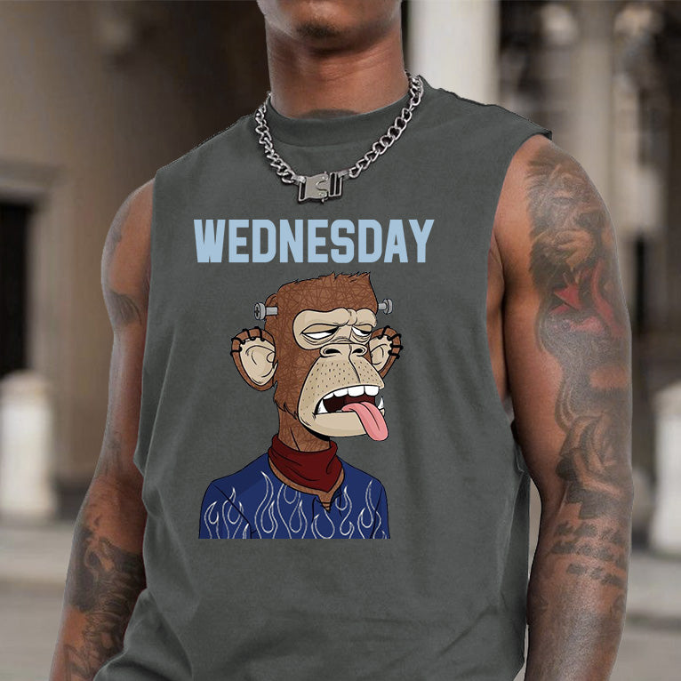 Wednesday Alphabet Graphic Print Men's Tank Top